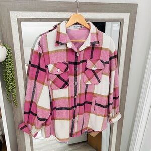 Button Down Pink Plaid Shirt